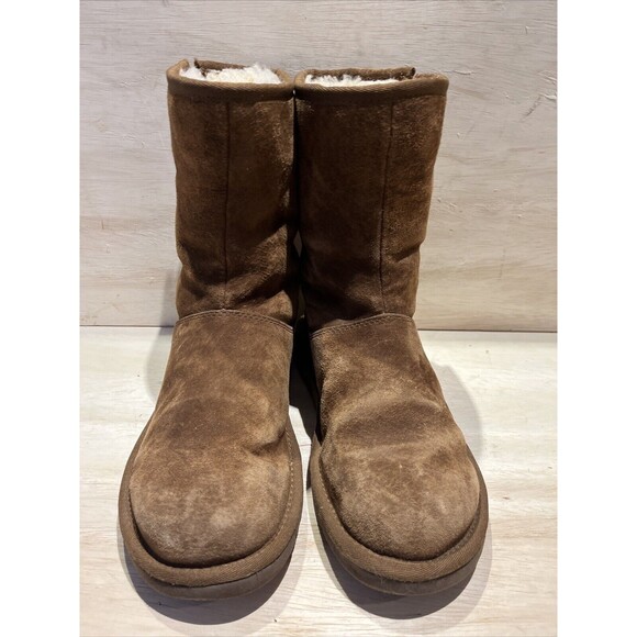 Ugg Womens Classic Boots Slippers Booties Mid Calf Side Zipper Size 7 Chestnut - Picture 2 of 11
